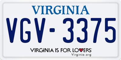 VA license plate VGV3375