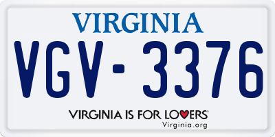VA license plate VGV3376