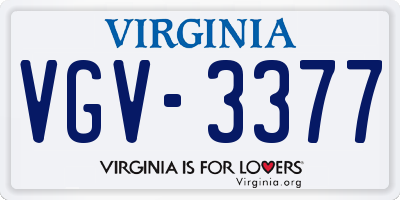 VA license plate VGV3377