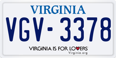 VA license plate VGV3378