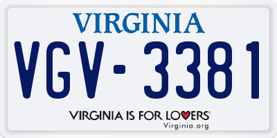 VA license plate VGV3381