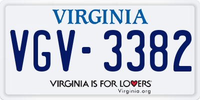 VA license plate VGV3382