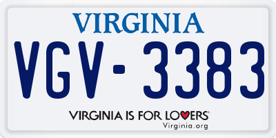 VA license plate VGV3383