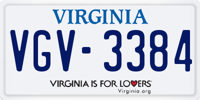VA license plate VGV3384