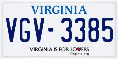 VA license plate VGV3385