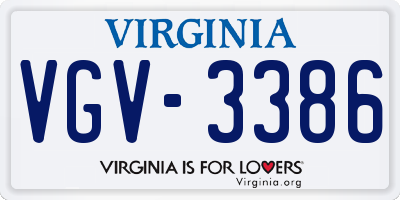 VA license plate VGV3386