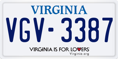 VA license plate VGV3387