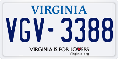 VA license plate VGV3388
