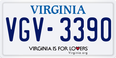 VA license plate VGV3390