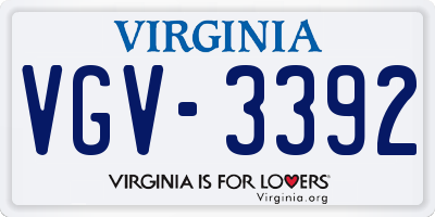 VA license plate VGV3392