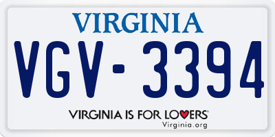 VA license plate VGV3394