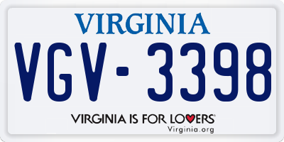 VA license plate VGV3398