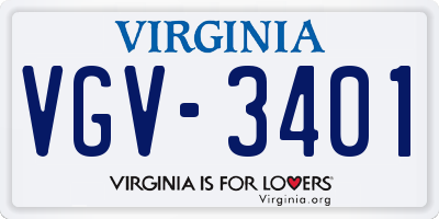 VA license plate VGV3401