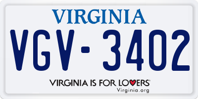 VA license plate VGV3402