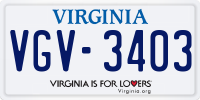 VA license plate VGV3403