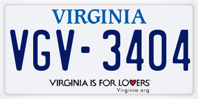 VA license plate VGV3404