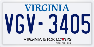 VA license plate VGV3405