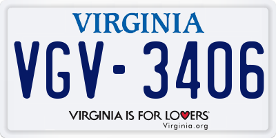 VA license plate VGV3406