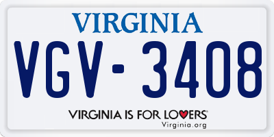 VA license plate VGV3408