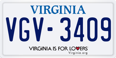 VA license plate VGV3409
