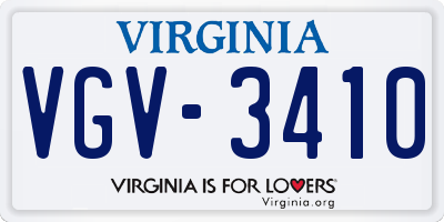 VA license plate VGV3410