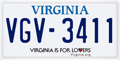 VA license plate VGV3411
