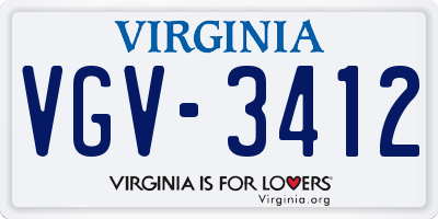 VA license plate VGV3412