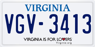 VA license plate VGV3413