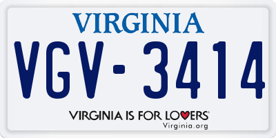 VA license plate VGV3414