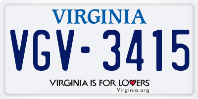 VA license plate VGV3415