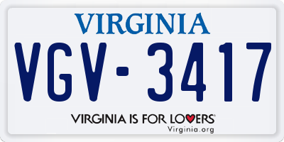 VA license plate VGV3417