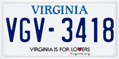 VA license plate VGV3418