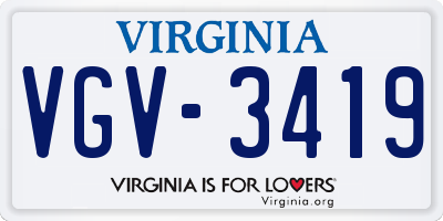 VA license plate VGV3419