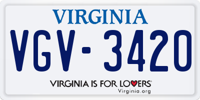 VA license plate VGV3420