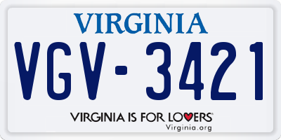 VA license plate VGV3421