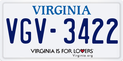 VA license plate VGV3422