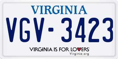VA license plate VGV3423