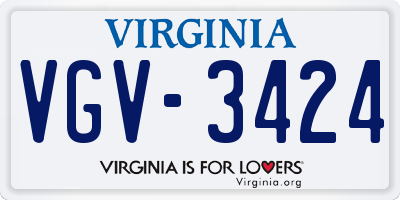 VA license plate VGV3424