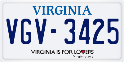 VA license plate VGV3425
