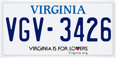VA license plate VGV3426
