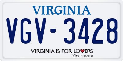 VA license plate VGV3428
