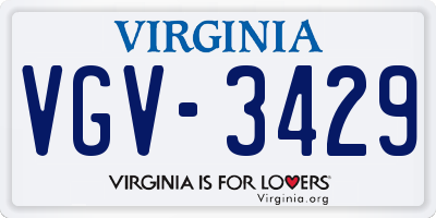 VA license plate VGV3429
