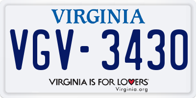 VA license plate VGV3430