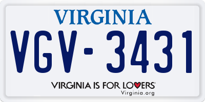 VA license plate VGV3431