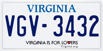 VA license plate VGV3432