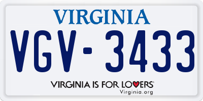 VA license plate VGV3433