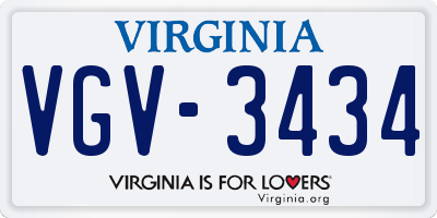 VA license plate VGV3434
