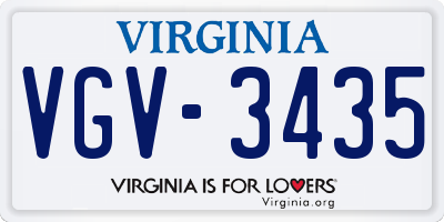 VA license plate VGV3435