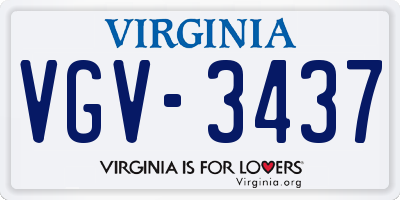 VA license plate VGV3437