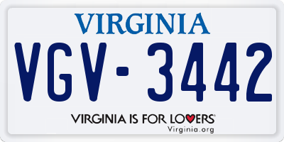 VA license plate VGV3442